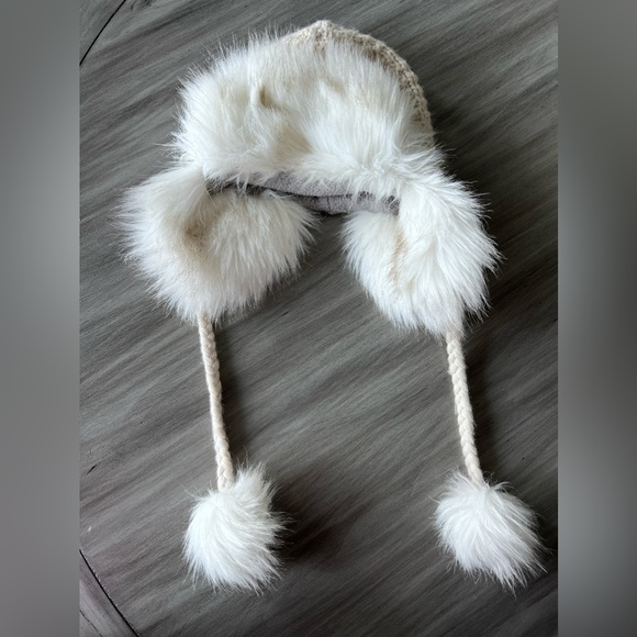 Screamer Magnolia Faux Fur Long Braid Pom Pom Knit Trapper Hat - Picture 2 of 7